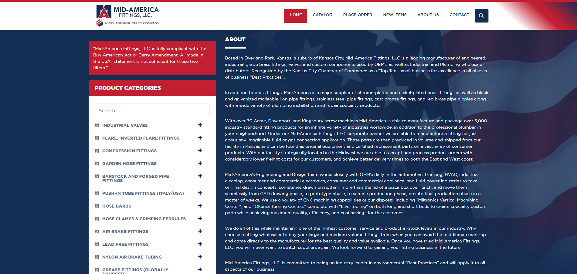 Website design for industrial catalog