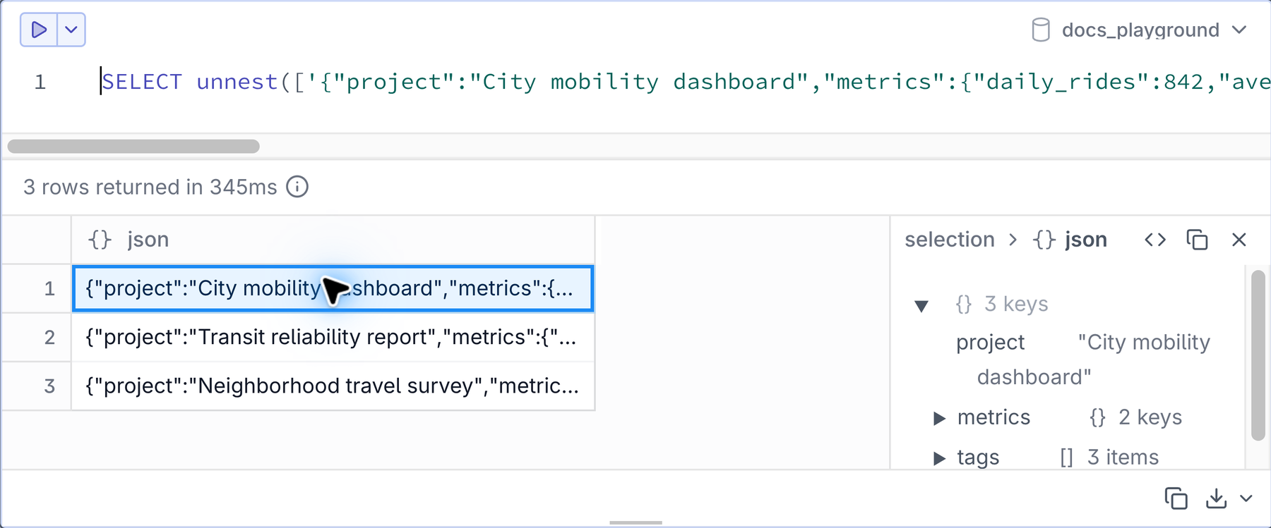 Cell content — JSON