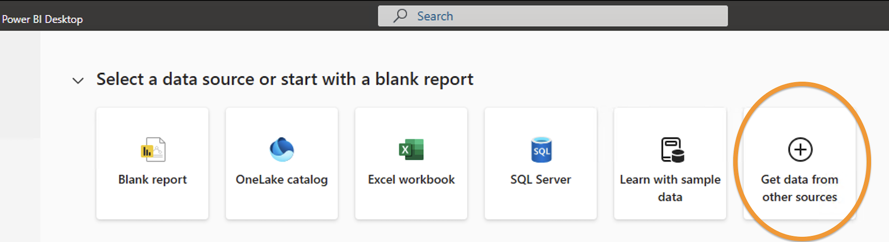 Power BI Get Data dialog