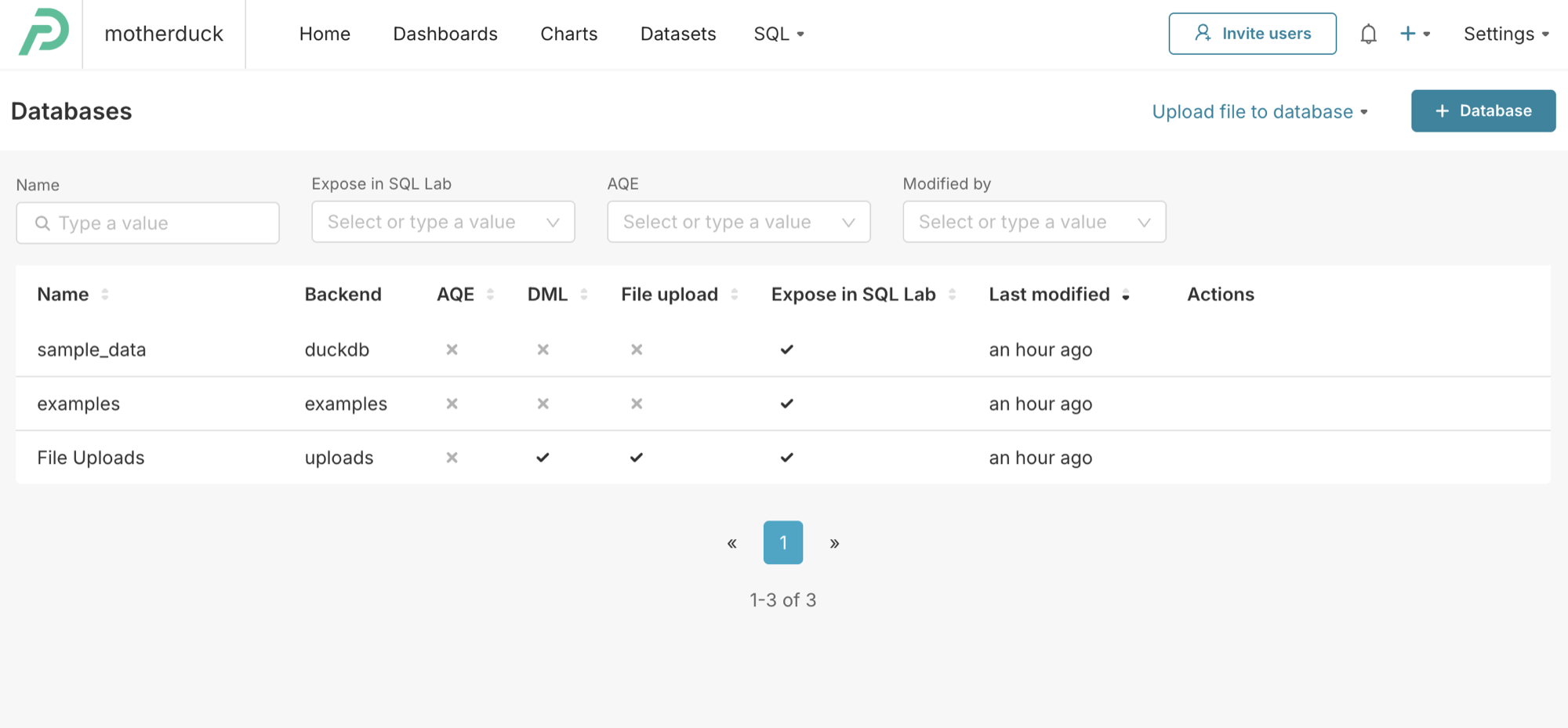 Preset Add Database button