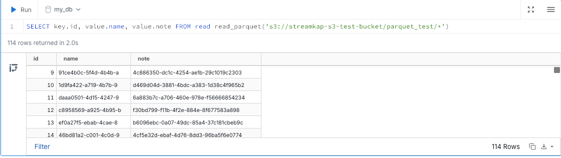 Query results from S3 bucket in MotherDuck