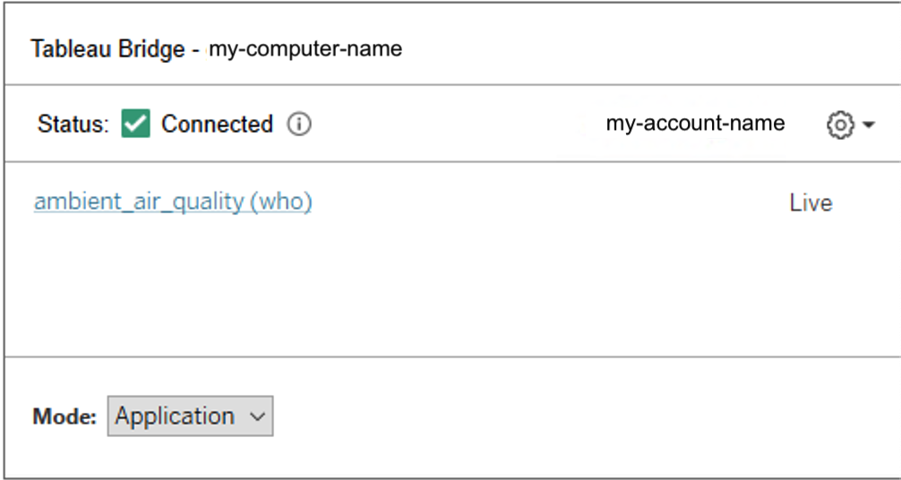 Tableau Bridge connected status